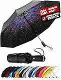 Repel Umbrella sturmfester Regenschirm – kompakter, leichter, automatischer, starker und tragbarer Sonnenschirm – windresistent, kleiner faltbarer Taschenschirm für Männer und Frauen – Sternenhimmel