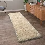 Paco Home Kunstfell Fellteppich Imitat Teppich Hochflor Sitzkissen Herzform Rund Fell Form, Grösse:50x150 cm, Farbe:Creme