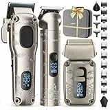 VGRPRO Haarschneidemaschine Profi &Trimmer Set, Wasserdichtes Elektrorasierer Folienrasierer, Kabellos zum Haarschneider, 4-Gang-Einstellung, LED-Batterieanzeige, Für Bart Friseur oder Heimgebrauch