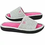 LongBay Damen Sommer Hausschuhe Waffel Offene Zehen Slip-On Memory Foam Flach