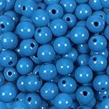 TOAOB 16 mm 100 Stück Holzperlen Runde Natürliche Blau Holz Perlen Basteln für DIY Handgefertigte Dekorationen Schmuck Handwerk Machen