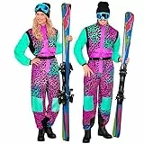 W WIDMANN MILANO Party Fashion - Kostüm Skianzug für Damen und Herren, Overall mit Gürtel, Retro Design für Karneval & Apres Ski Party