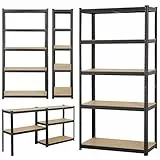 Yaheetech Lagerregal XL Kellerregal Werkstattregal Regal verzinkt belastbar bis 875kg, Größe: 180 x 90 x 40 cm, Keller, Schwarz