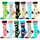 WeciBor Damen Lustige Bunte Socken, 12 Paar Mehrfarbig Tiermotiv, Größe 39-42