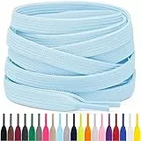 Miscly Flache Schnürsenkel, in verschiedenen Längen und Farben erhältlich (114 cm, Hellblau)