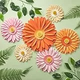 Easy Joy 6 Stück 3D Gänseblümchen Wanddeko,Papier Blumen Deko,Künstliche Blumen für Muttertag,Wohnzimmer Wanddekoration,Schlafzimmer,Innen Frühling Deko,Kinderzimmer Deko