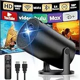 Tragbarer Beamer, Yoton Mini Beamer mit Wi-Fi6/Bluetooth 5.4, Drahtlose Bildschirmspiegelung (Android und iOS), Unterstützung 1080P, Auto Keystone, Kompatibel mit HDMI, Native 720P, Schwarz