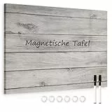 DOLLAR BOSS Magnetisches Whiteboard, 45 x 60cm Magnettafel für die Wand, Drucken Magnetpinnwand Memoboard mit 6 Magnete, 2 Stifte, Graue Holzbretter