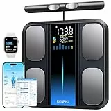 RENPHO Körperfettwaage mit Handsensoren, Personenwaage mit körperfett, Smart Waage mit App für Körperfett, Muskelmasse, BMI, Präzisionswaage bis 180kg/400 lbst