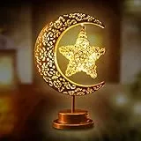 IWTBNOA LED Ramadan Lichter Mondlampe, LED Mond Stern Tischlampe, Ramadan Lichterkette, Eisen Ramadan Halbmond Lampe, Ramadan Deko Lampe, Eid Lichter, Muslim Islam Tischdekoration Batteriebetriebene