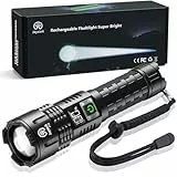 Jayxinli Taschenlampe 500000 Lumen, Aufladbar, Extrem Hell, Zoombar, 3 Lichtmodi Taktische Taschenlampen für Camping, Notfälle und den täglichen Gebrauch