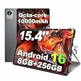 jumper Tablet 15,4 Zoll, Android 16 Tablet mit Helio G99 Octa-Core Prozessor, Gaming Tablets mit Ständer & Hülle, 8GB RAM 256GB ROM, Widevine L1, 10000mAh, GMS & GPS, 5MP+13MP, 4 Speakers, BT5.2