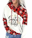For G and PL Damen Christmas Kapuzenpullover Langarm Weihnachten Hoodie mit Tasche S