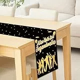 HONMOK 183x35cm Alles Gute zur Jugendweihe Tischläufer, Endlich Erwachsen Tischband Schwarz&Gold, Erwachsenwerden Tischdeke Deko für Junge Mädchen Erwachsene Party Geburtstagsfeier Küche Tischdeko