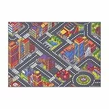 Carpet Studio Teppich Kinderzimmer 95x133cm, Kinderteppich, Spielteppich Straße Jungen & Mädchen, Teppiche für Babyzimmer, Schlafzimmer & Spielzimmer, Antirutsch, 30°C waschbar - Big City