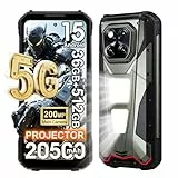 DOOGEE V MAX Play 5G Projektor Outdoor Smartphone ohne Vertrag, 36GB+512GB(2TB) 20500mAh Robustes Handy, 200MP+32MP, 6.78”FHD+120Hz, 1200LM Campingleuchten, IP68/Dual SIM/OTG/NFC/Stand/Speaker Grau
