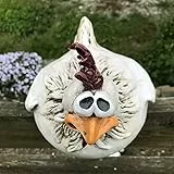 OKESYO Keramik Huhn Gartendeko Huhn Gartenstecker Keramikfigur Gartendeko für Draußen Figuren Huhn Hühner Deko für Terrassen Balkon Hinterhof Außen Dekoration