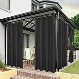 Bonzer wasserdichte Outdoor-Vorhänge für Terrasse, Privatsphäre, mit Ösen, Sonnenlicht, Außenvorhänge für Pavillon, Veranda, Pergola, Pavillon, 1 Stück, 137 x 213 cm, Anthrazit