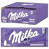 Milka Alpenmilch-Schokolade – Klassische Tafelschokolade aus zarter Alpenmilch im Vorratspack – 25 x 90 g