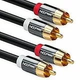 deleyCON 15m Cinch Stereo Audio RCA Kabel - 2x Stecker - für HiFi‑Anlage, HiFi‑Receiver, Heimkino, Blu‑Ray Player - Schwarz