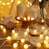 Koboko Lichterkette Kugel, 3M 20 LED Lichterkette Innen Außen, Globe Lichterkette Batteriebetrieben, Dekorative Lichter für Kinderzimmer, Garten, Party Deko, Hochzeit, Balkon, Weihnachtsbeleuchtung