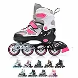 meteor Rox sichere verstellbare Kinder Inline‑Skates – Inliner für Mädchen Jungen – ABEC‑7 Carbonlager PU‑Räder 72 mm 80 A Aluminiumrahmen – Größen S 30‑33 M 34‑37 L 38‑41