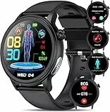 2025 Neue Smartwatch mit EKG blυtdrυckmessυng ΒΙutdrυck Gesundheitsuhr BMI/HRV/Hαrnsäure/Telefonfunktion/SOS-Taste 24H Herzfrequenz SPO2 Schlafmonitor Stress Fitness Uhr Tracker Damen herren(Schwarz)