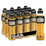 Powerade Sports Golden Mango, kalorienarmes Sport Getränk mit Mango-Geschmack, mit Elektrolyten, Sport Drink in stylischen Einweg Flaschen, 500 ml (12er Pack)