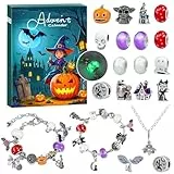 Halloween Adventskalender 2025, 24 Tage Weihnachtskalender mit DIY-Leuchtend Charm Armband Kit mit Katzenaugenmotiv, Überraschungs Geschenk für Kinder, Mädchen, Tochter, Nichte, Enkelin