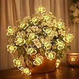 AebeChun Bienen Lichterkette, 2M 20LED Biene Licht Batteriebetrieben mit Timer, Lichterkette Frühling Bienen Deko für Kinderzimmer Garten Hochzeit Valentinstag Party Geburtstagsdeko