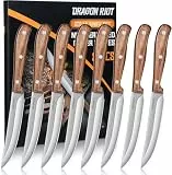 DRAGON RIOT Steakmesser-Set 8 Teilig, Steak Messer mit mit Holzgriff, Steakbesteck mit Geschenkbox