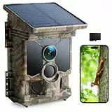CEYOMUR Solar Wildkamera mit Handyübertragung App, 4K 68MP UHD Wildkamera WLAN mit 5200mAh Akku, Wildtierkamera mit 120° Bewegungsmelder Nachtsicht IP66 Wasserdicht mit U3 32GB Micro SD-Karte