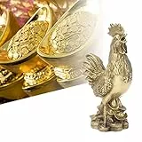 FTVOGUE Handgefertigtes Hahn-Glückssymbol aus reinem Messing, Huhn, geomantisches Omenhahn, Ornament, Segen, Sammelfiguren
