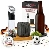 wortek Flaschenöffner mit Auffangbehälter + Filz Untersetzer Gläser Set mit Halterung Glas Untersetzer-Set Glasuntersetzer Bierflaschenöffner Bieröffner Küche Zubehör Bier Geschenke für Männer