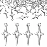 DIVINA VITAE 100 Stück Silber Stern Anhänger für Armbänder, Sterne Bracelet Charms Schmuckherstellung, Kleine Hohle Sternanhänger für DIY Bastel Armband, Ohrringe, Halsketten