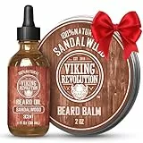Viking Revolution Sandelholz-Bartbalsam für Männer (57 ml) und Sandelholz-Bartöl (29,6 ml) Bündel – mit Argan- und Jojoba-Ölen – macht Ihren Bart weich und befeuchtet – Strumpffüller für Männer
