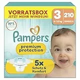 Pampers Premium Protection Größe 3, 210 Windeln, 6kg-10kg, unser Nr. 1 Haut- und Auslaufschutz
