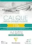 Clairefontaine 975106C Block Transparentpapier (DIN A4, 21 x 29,7 cm, 40 Blatt, 110 g, ideal für technische Zeichnen) transparent