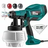 NEU MASTER Farbsprühsystem Elektrisch - 1200 ML HVLP Lackierpistole, Aktualisiert Farbsprühgerät für Auto/Möbel, 500 W/4 Düsen/3 Sprühmuster