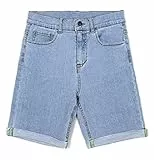 BIENZOE Mädchen Weiche Hohe Taille Dehnbar Jeans Shorts Rein Blau Größe 16