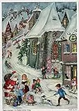 Richard Sellmer Verlag Nostalgischer Adventskalender / Weihnachtskalender mit Bildern und Glimmer für Kinder und Erwachsene Rodelfreuden