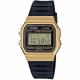 Casio Unisex Quartz Armbanduhr, 31.00mm Gehäusegröße mit LCD digital Zifferblatt und schwarz Rubber Strap Armband F-91WM-9AEF