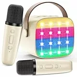 MicQutr Karaoke Maschine Kinder, Mini Karaoke Maschine mit 2 Mikrofonen, Spielzeug ab 3-12 Jahre Mädchen Jungen Mikrofon Geschenke, Tragbarer Bluetooth-Lautsprecher mit Stimmeffekten & LED-Lichtern