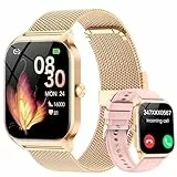 CASCHO Smartwatch Damen mit Telefonfunktion, 1.85' HD Uhren mit Herzfrequenz SpO2 Schlafmonitor Schrittzähler, 120+ Sportmodi Fitnessuhr, IP68 Fitness Tracker, Smart Watch Kompatibel für iOS Android
