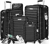 KESSER® 4tlg. Hartschalenkofferset Hartschalenkoffer Reisekoffer Set Reisekofferset Trolley Koffer 4 Rollen ABS-Hartschale Teleskopgriff Inkl. Kofferwaage + Gepäckanhänger Rollkoffer Schloss, S-M-L-XL