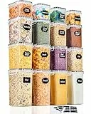 GoMaihe Vorratsdosen 16 Set, Aufbewahrungsbox Küche Organizer, Vorratsdosen mit Deckel Luftdicht aus Kunststoff, Vorratsbehälter für Müsli Mehl Cornflakes alle trockenen Lebensmittel