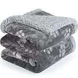 PETTOM wasserdichte Hundedecke, 127 * 100cm Hundedecke Flauschig aus Sherpa Fleece, Hundedecke Waschbar Beidseitige Haustierdecke für Sofa, Grau