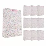 Idena 90238 - Geschenktüten Blumen, 10 Stück, Geschenktaschen in der Größe 25 x 34,5 x 8,5 cm, rosa Papiertüten mit bunten Blumen