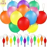 50 Stück Punch Luftballons 40cm, Ideal Party Bag Fillers für Kinder, Regenbogen Robuste Perforierte Luftballons, 15 Zoll Verdickt Latex Ballon Groß, Bunte Balloon Spiel für Geburtstag Partyzubehör