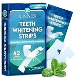 UNNIS Zahnaufhellungsstreifen für Zahnaufhellung, Peroxidfrei & Schonend zum Zähne Aufhellen und Zahnbleaching für Weiße Zähne, Geeignet für Empfindliche Zähne, Rutschfeste Streifen Packung mit 42
